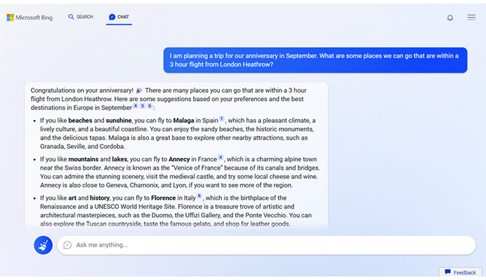 The New Bing Experience With AI